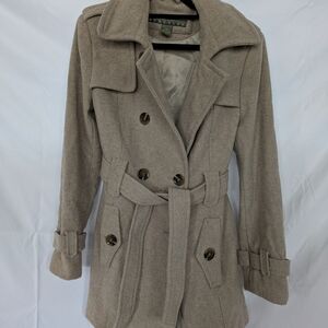 Kenneth Cole Reaction Tan Double-Breasted Trench Coat